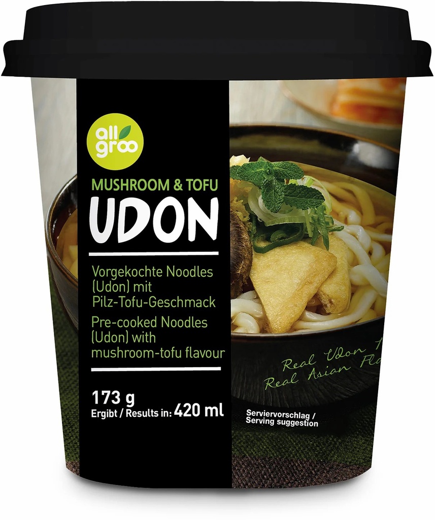 Allgroo Udon Cup-Nudeln, Pilz und Tofu 173g